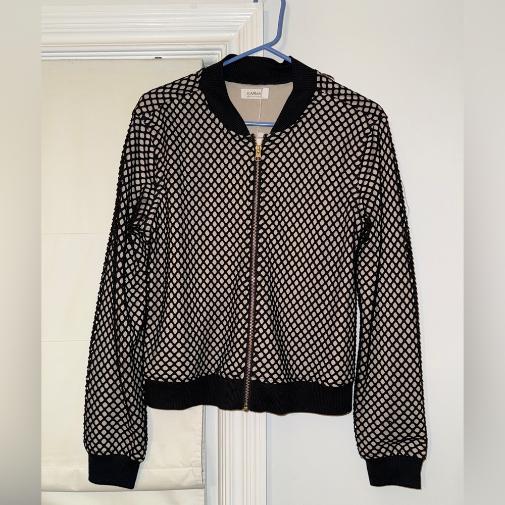 KARMA Black and Cream Bomber Jacket